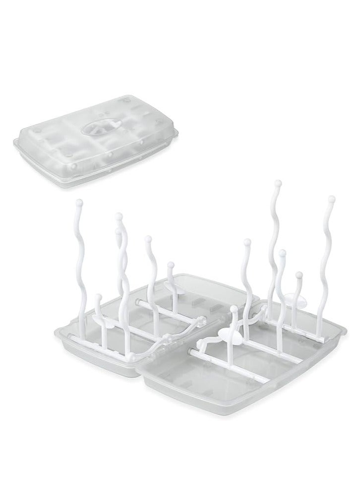 Foldable and Portable Bottle Drying Rack, Travel Bottle Drying Rack, Upright Vertical Collapsible, Water Bottle Drying Rack, Dryer Rack for Baby Bottles Accessories, Holds Up to 12 bottles or cups (White)  - Image 2