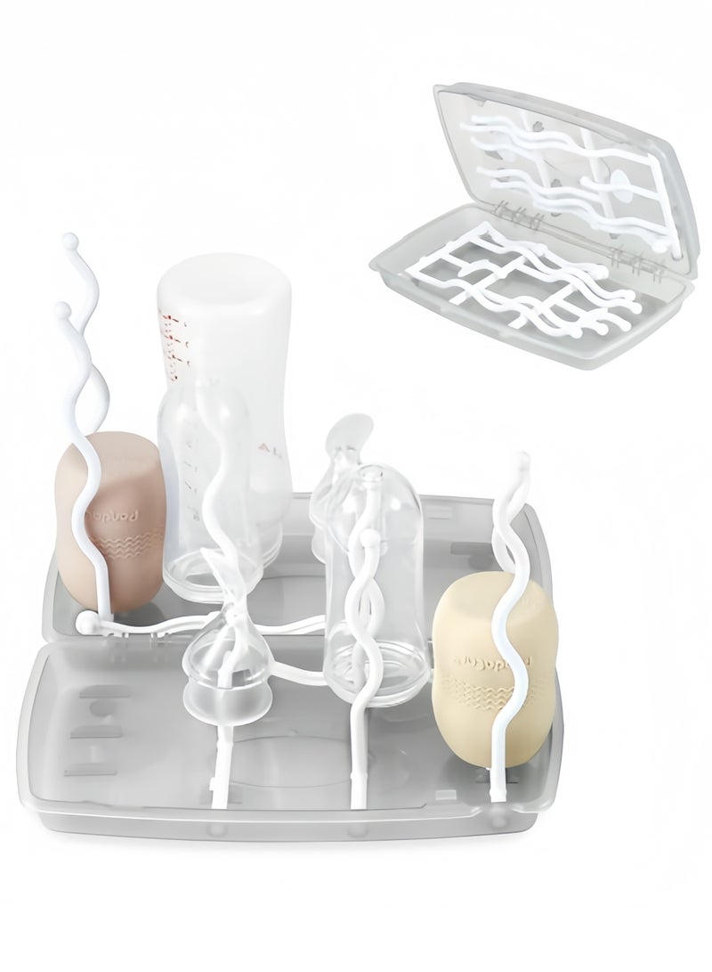 Foldable and Portable Bottle Drying Rack, Travel Bottle Drying Rack, Upright Vertical Collapsible, Water Bottle Drying Rack, Dryer Rack for Baby Bottles Accessories, Holds Up to 12 bottles or cups (White)  - Image 1