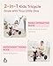 KRIDDO 2in1 Toddler Tricycle for Ages 18 Months to 5 Years Old Extended Push Handle for Effortless Push Gift Trike for Toddler 3 to 5 Year Kids Tricycle with Foldable Front Footrest Pink - Image 4