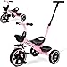 KRIDDO 2in1 Toddler Tricycle for Ages 18 Months to 5 Years Old Extended Push Handle for Effortless Push Gift Trike for Toddler 3 to 5 Year Kids Tricycle with Foldable Front Footrest Pink - Image 3