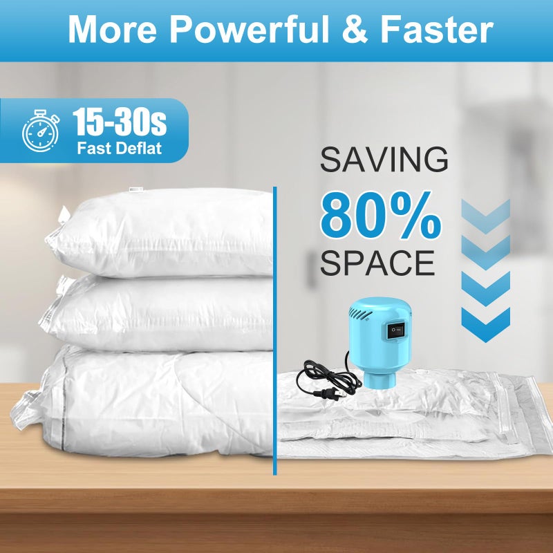 AMZBOSS Electric Pump for Vacuum Storage Bags, Portable Vacuum Bag Pump, Electric Vacuum Pump for Storage Bags, Great for Various Vacuum Seal Bags for Clothing,Blankets,Bedding- Blue (No Bags) - Image 2