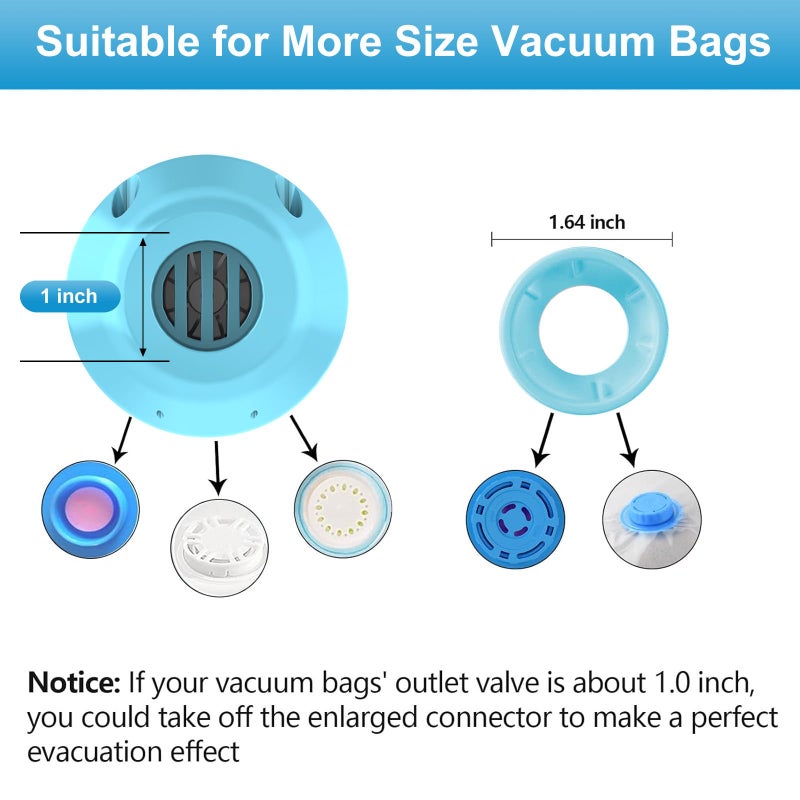 AMZBOSS Electric Pump for Vacuum Storage Bags, Portable Vacuum Bag Pump, Electric Vacuum Pump for Storage Bags, Great for Various Vacuum Seal Bags for Clothing,Blankets,Bedding- Blue (No Bags) - Image 4