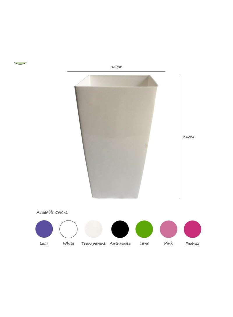 Idel Tall Square Planter – 15x15cm Decorative Flower Pot for Indoor & Outdoor Plants – Modern Plastic Plant Container for Home & Garden by Idel - Image 3