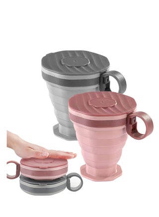 Pack of 2 Foldable Silicone Cups, Reusable Portable Cup Set, Foldable Travel Cups with Plastic Sealing Lid, Space Saving Reusable Retractable Cups Suitable for Camping and Hiking - pzsku/Z008BC8146A456D13C602Z/45/_/1715841950/71ec7d96-abf5-406a-a4f9-175ba3ac0c22
