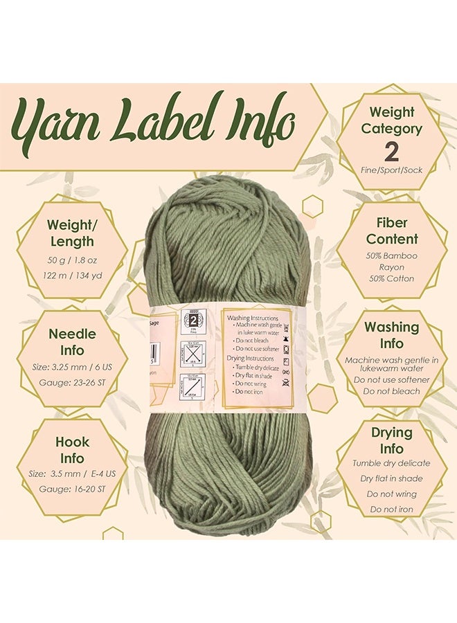 Lemon Bamboo Cotton Sport Yarn - 50g/Skein - Shades of Neutral Tones - 4 Skeins - Image 4