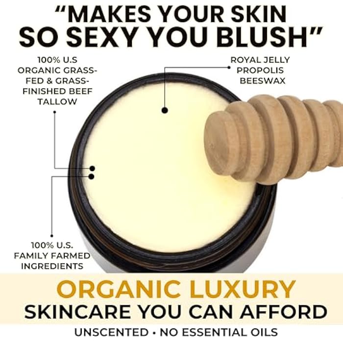 HIDE & HIVE Whipped Tallow Balm – Grass-Fed Moisture for Face, Body & Hands – Organic Beef Tallow for Skin with Royal Jelly & Propolis – Clean, Non-Greasy Balm for Dry, Sensitive Skin - Image 2