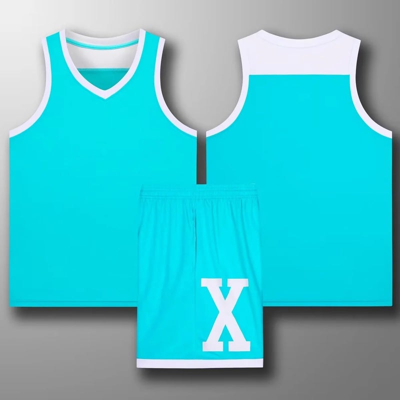 Generic Customizable Basketball Uniform Kit YG-877 aquamarine