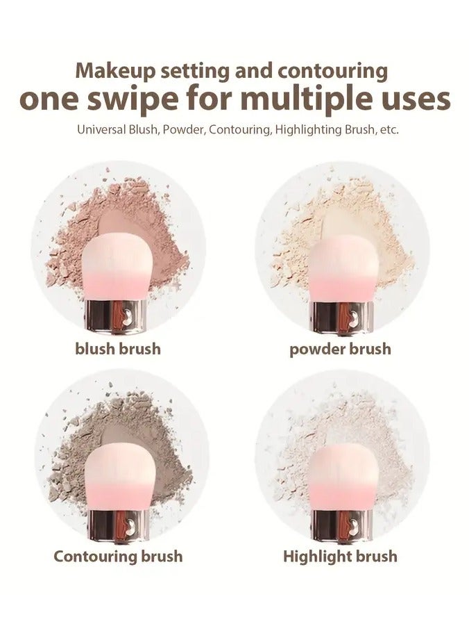 Rozino فرشاة كابوكي قابلة للسحب بحجم 1 قطعة، شعيرات نايلون بيضاوية لجميع أنواع البشرة، أداة مكياج معدنية متعددة الاستخدامات للأساس، أحمر الخدود، خافي العيوب - فرشاة تجميل محمولة متعددة الاستخدامات - Image 3