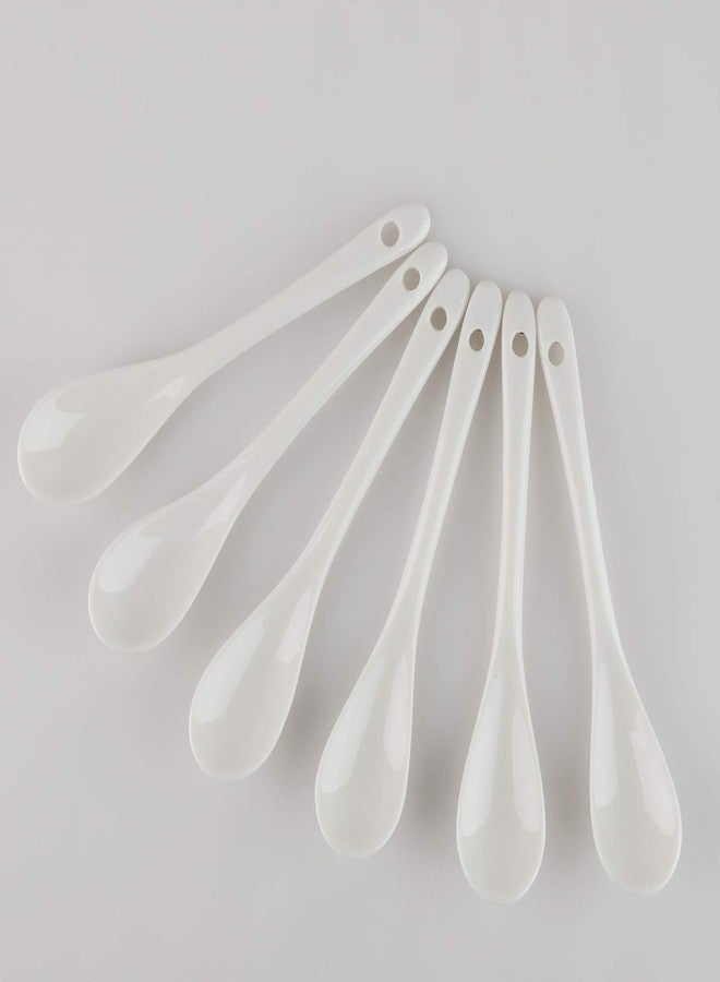 forkmannie ملاعق بيض من البورسلين للبيض المسلوق نصف سلقة، والقهوة، والشاي، والحلويات، طقم ملاعق سيراميك مكون من 6 قطع (6 ملاعق بيض) - Image 3