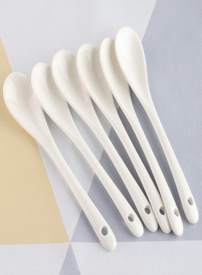 forkmannie ملاعق بيض من البورسلين للبيض المسلوق نصف سلقة، والقهوة، والشاي، والحلويات، طقم ملاعق سيراميك مكون من 6 قطع (6 ملاعق بيض) - Image 5