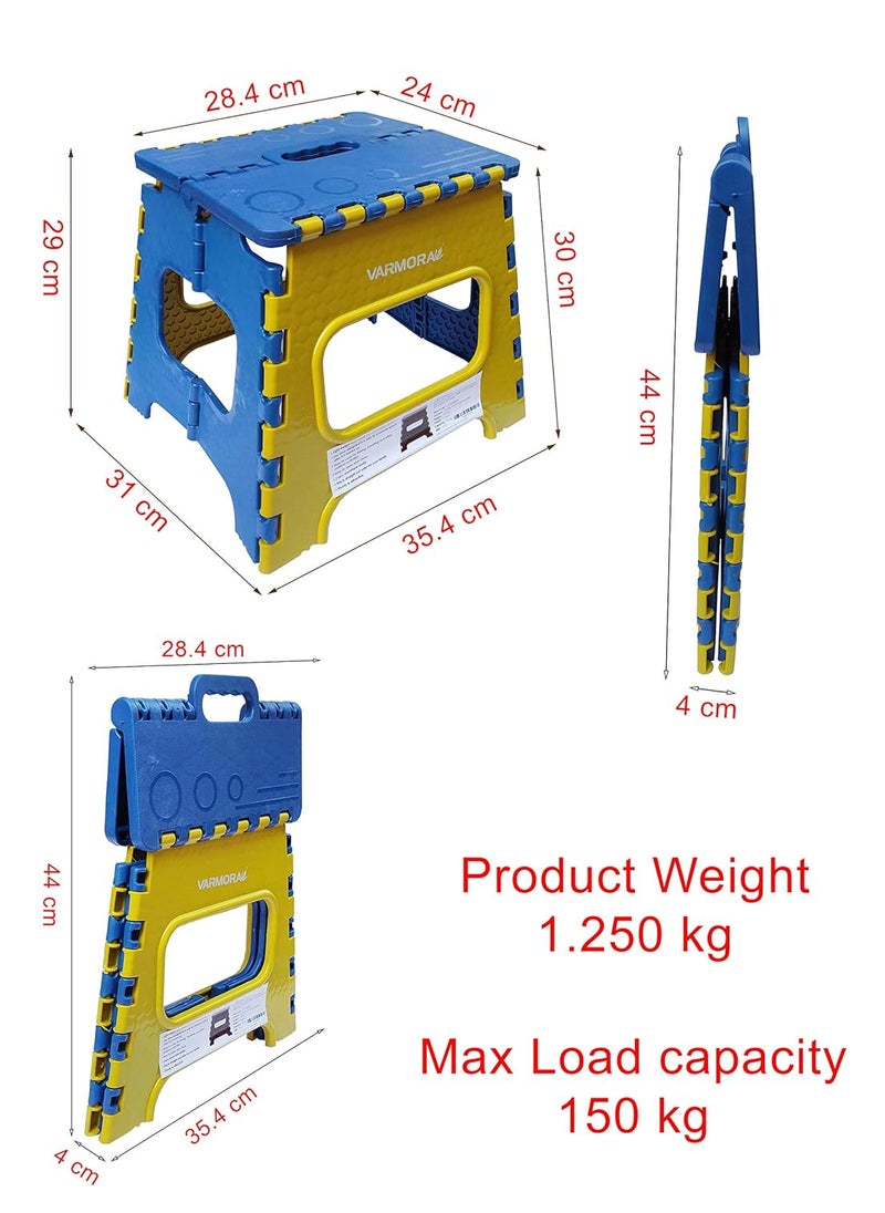 Varmora Varmora Plastic Super Strong Folding Step Stool for Adults and Kids Kitchen Stepping Stools Garden Step StoolOffice StoolKitchen Stool Folding Stool Small Blue  - Image 2