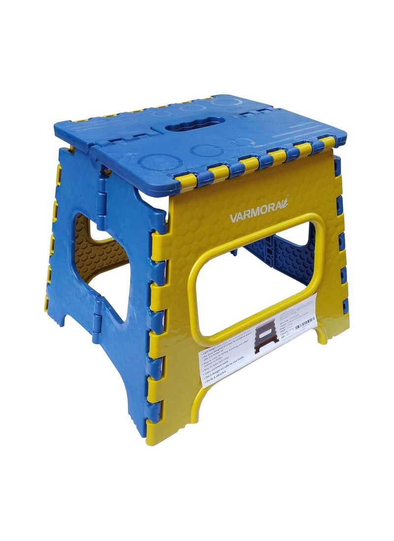 Varmora Varmora Plastic Super Strong Folding Step Stool for Adults and Kids Kitchen Stepping Stools Garden Step StoolOffice StoolKitchen Stool Folding Stool Small Blue  - Image 1
