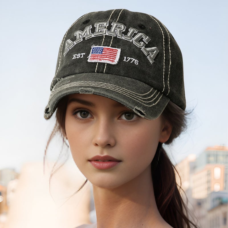 Men'S And Women'S Baseball Cap Fashion America American Flag 1776 Cap Retro Sunshade Leisure - Image 2
