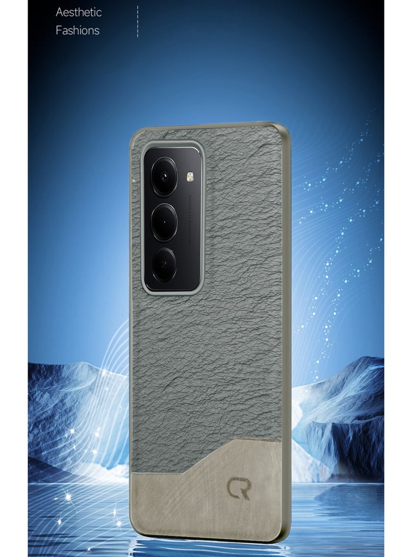 دبليو تيك غطاء هاتف شاومي ريدمي 15 5G 2025 فخم من الجلد الصناعي مقاوم للصدمات ومطاطي ناعم (MCFLSN) - رمادي - Image 4