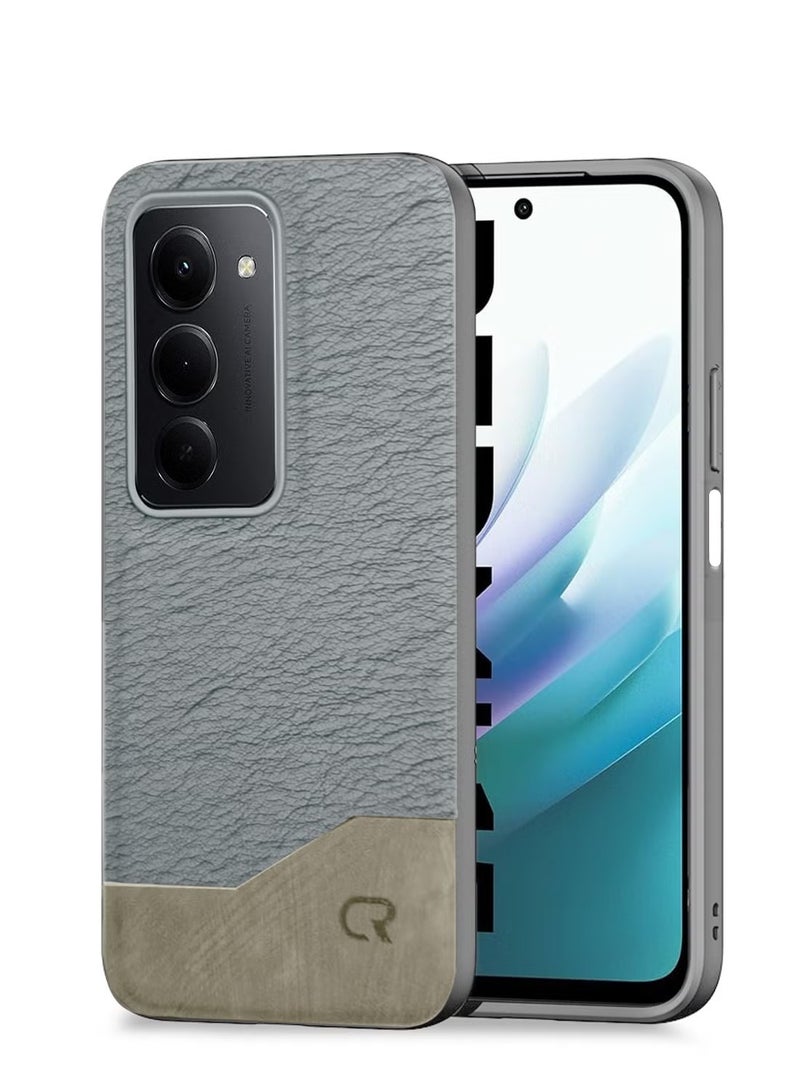 دبليو تيك غطاء هاتف شاومي ريدمي 15 5G 2025 فخم من الجلد الصناعي مقاوم للصدمات ومطاطي ناعم (MCFLSN) - رمادي - Image 1