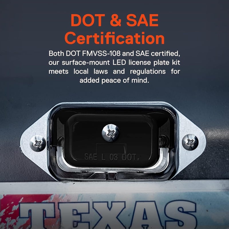 ONLINE LED STORE LED Trailer License Plate Lights with Bracket - SAE/DOT Certified, Waterproof, Heavy Duty for Trailers, RVs, Trucks & Boats - Black - Image 4