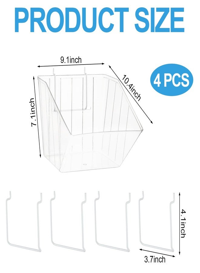 FoldTier 4 Pcs Slatwall Bins with Hooks, Plastic Wall Mounted Storage Bins Slatwall Accessories Organizer Containers for Organizing Hardware Tool Garage Wall DIY Craft Workbench(Clear) - Image 2