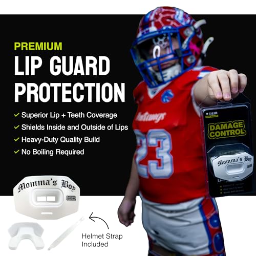 DAMAGE CONTROL Youth Football Mouth Guard Breathable No Boil Mouthpiece Protects Lips Teeth Works with Braces Includes Helmet Strap Sports Gear Accessories Mommas Boy - Image 3