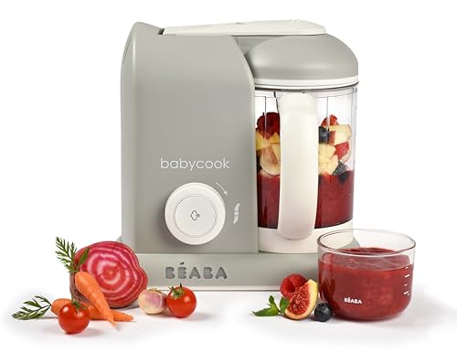 BÉABA BEABA Babycook Solo 4 in 1 Baby Food Maker, Baby Food Processor, Steam Cook + Blend, Lrg Capacity 4.5 Cups 27 Servings in 20 Mins, Cook Healthy Baby Food at Home, Dishwasher Safe, Cloud - Image 1