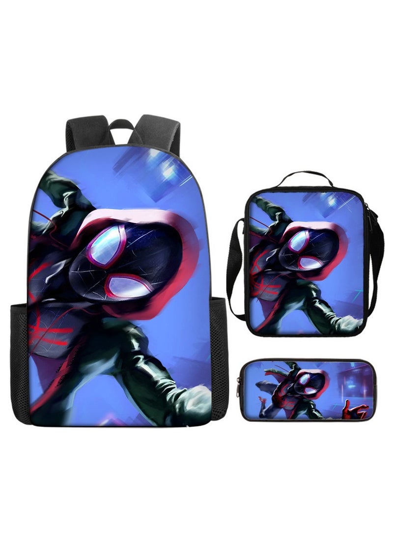 Naruto Spiderman Hero Cartoon Backpack Three-Piece Set 29*42*16cm