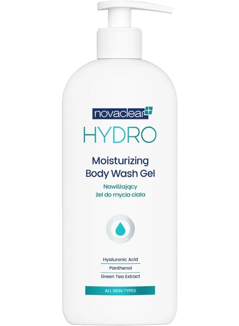 Novaclear Hydro Moisturizing Body Wash Gel 500 ML – Hyaluronic Acid, Panthenol & Green Tea Extract – Gentle Daily Cleanser for Dry & Dehydrated Skin