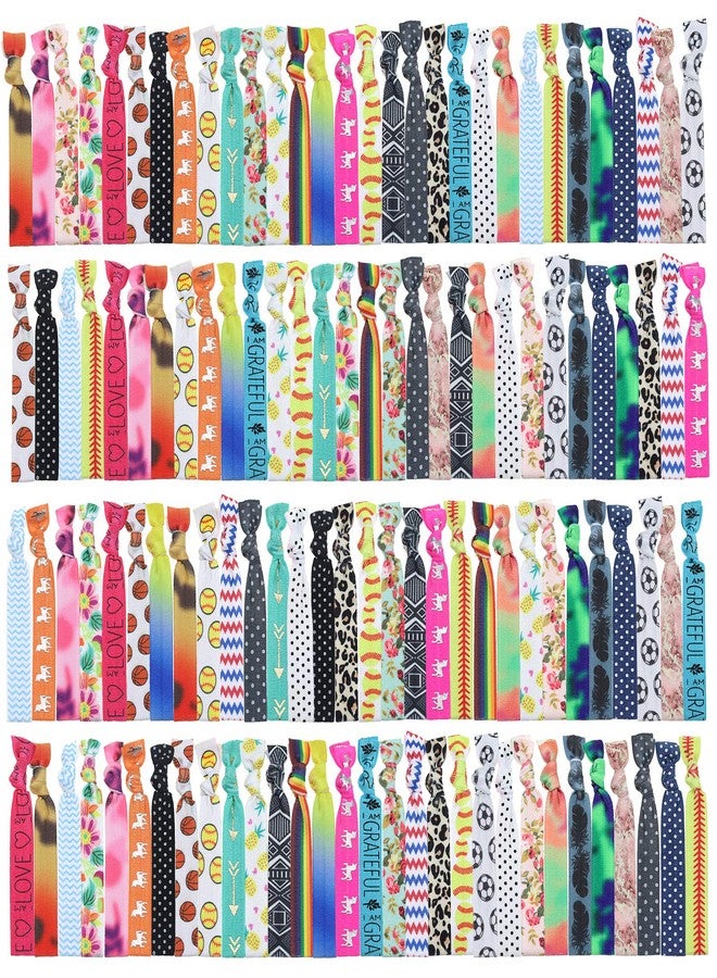 manipepe 120 Printed Hair Ties No Crease Ribbon Elastics Ties Women Yoga Knotted Ponytail Holder - Image 1