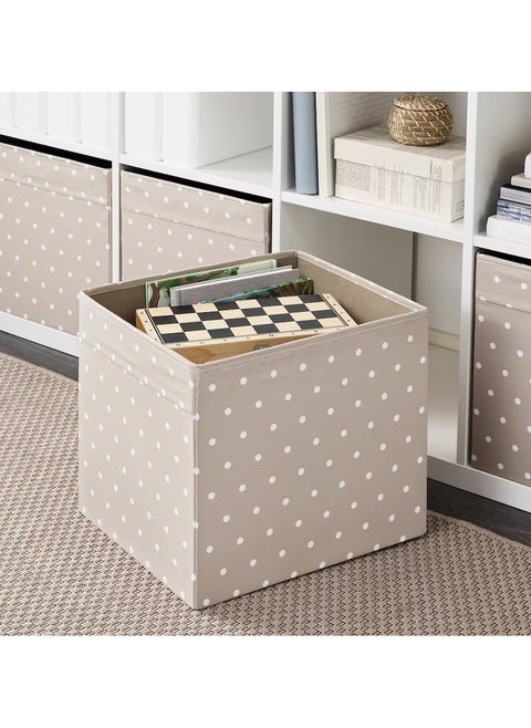 Fabric Storage Box, Closet Storage Organizers for Clothes, Storage Bins, Large Storage Boxes for Organizing Wardrobe Bookshelf, Organizer Box, Beige-Doted 33x38x33 cm
