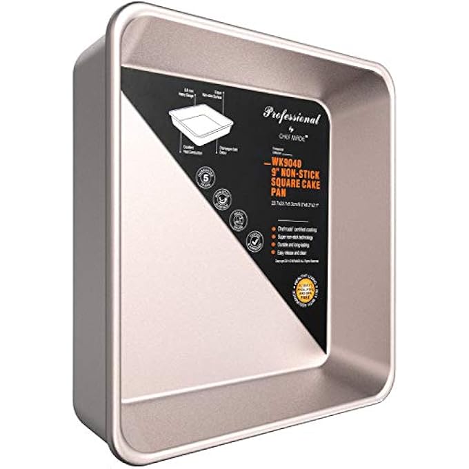 chefmade Cake Tin 8 Inch Carbon Steel Square Cake Pan Deep Dish Bakeware Baking Tin Non Stick Oven Baking Mould 22 X 22Cm - Image 1