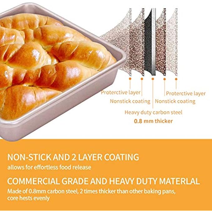 chefmade Cake Tin 8 Inch Carbon Steel Square Cake Pan Deep Dish Bakeware Baking Tin Non Stick Oven Baking Mould 22 X 22Cm - Image 3