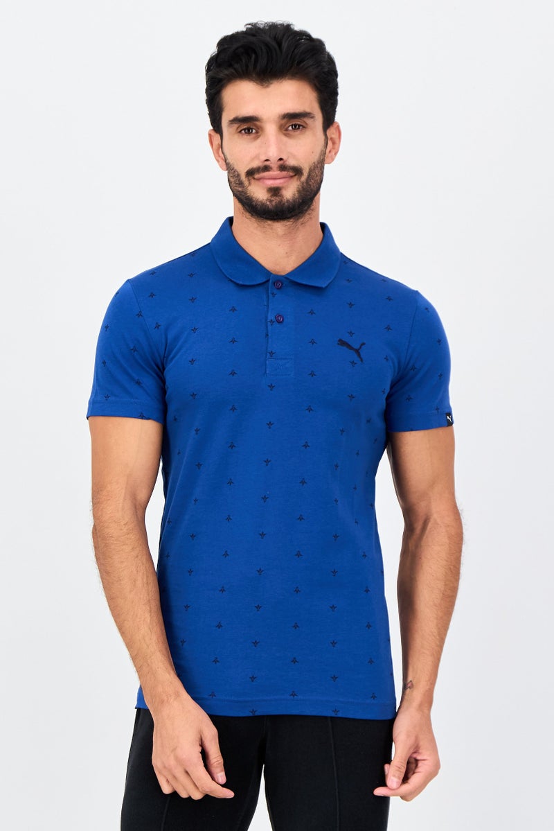 PUMA Men Slim Fit Embroidered Logo Short Sleeve Outdoor Polo Shirt, Blue - Image 1