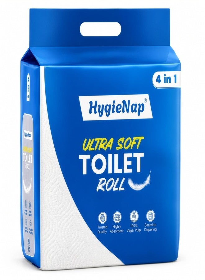 HygieNap Ultra Soft 2-Ply Toilet Paper Rolls, Pack of 4, 350 Sheets per Roll, 100% Virgin Pulp, Soft Toilet Tissue Rolls, Highly Absorbent Bathroom Tissue, Eco-Friendly & Biodegradable - Image 1