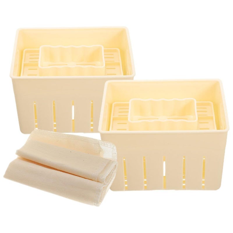 Tofu Press Mold Box with 3 Cheese Cloths DIY Homemade Bean Curd and Cheese Making Kit - Image 2