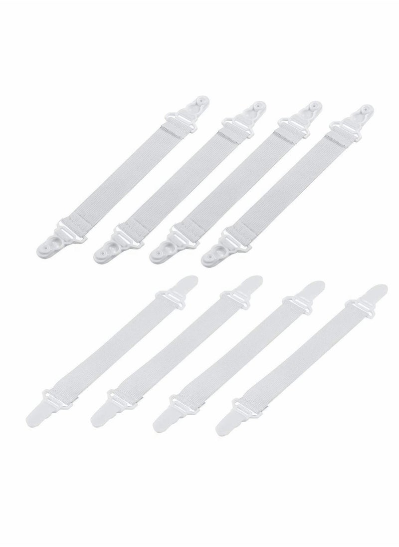 Y&D Bed Sheet Clip, 8 Pcs Adjustable Straps Holder Elastic Fasteners Clips  - Image 1