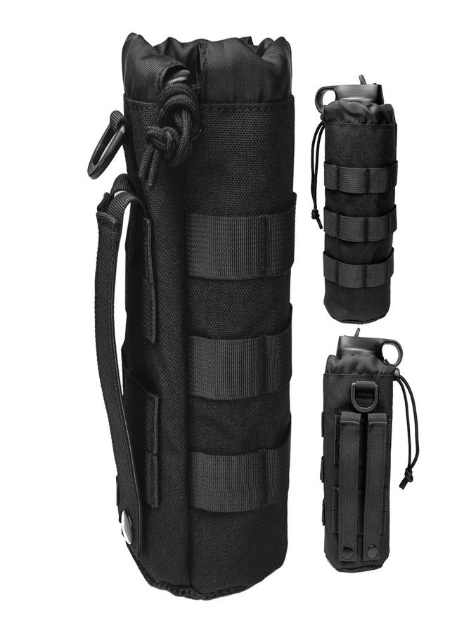 Fyelo Tactical MOLLE Bottle Pouch Bag, Travel/Sprots Molle Water Bottle Holder with Drawstring Open Top and Mesh Bottom - Black - Image 1