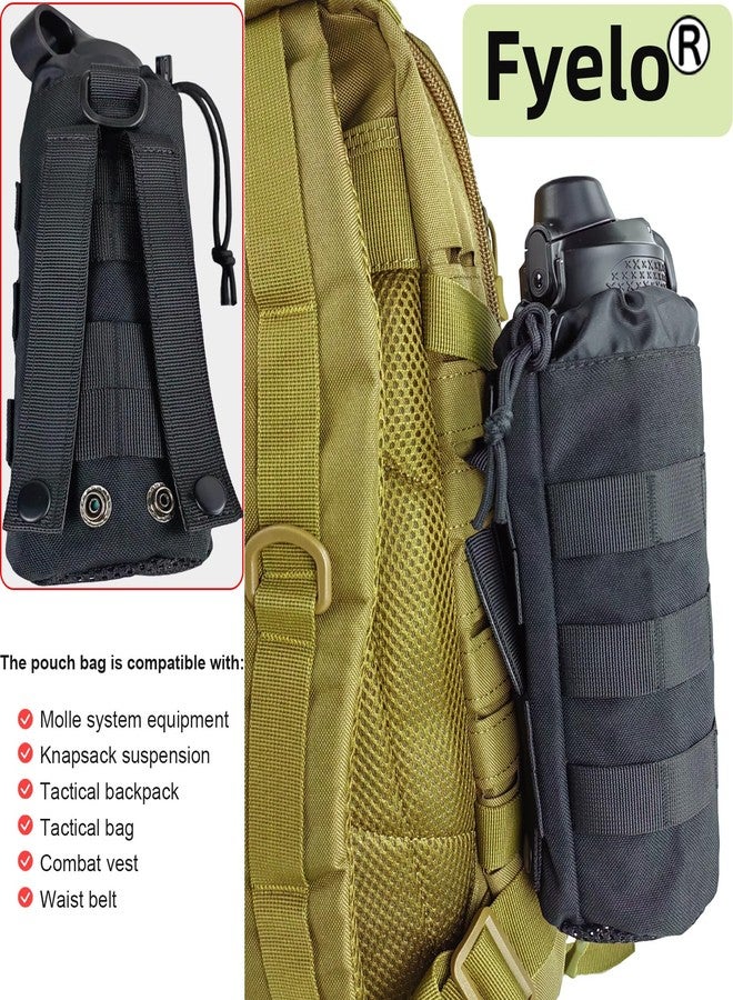 Fyelo Tactical MOLLE Bottle Pouch Bag, Travel/Sprots Molle Water Bottle Holder with Drawstring Open Top and Mesh Bottom - Black - Image 4