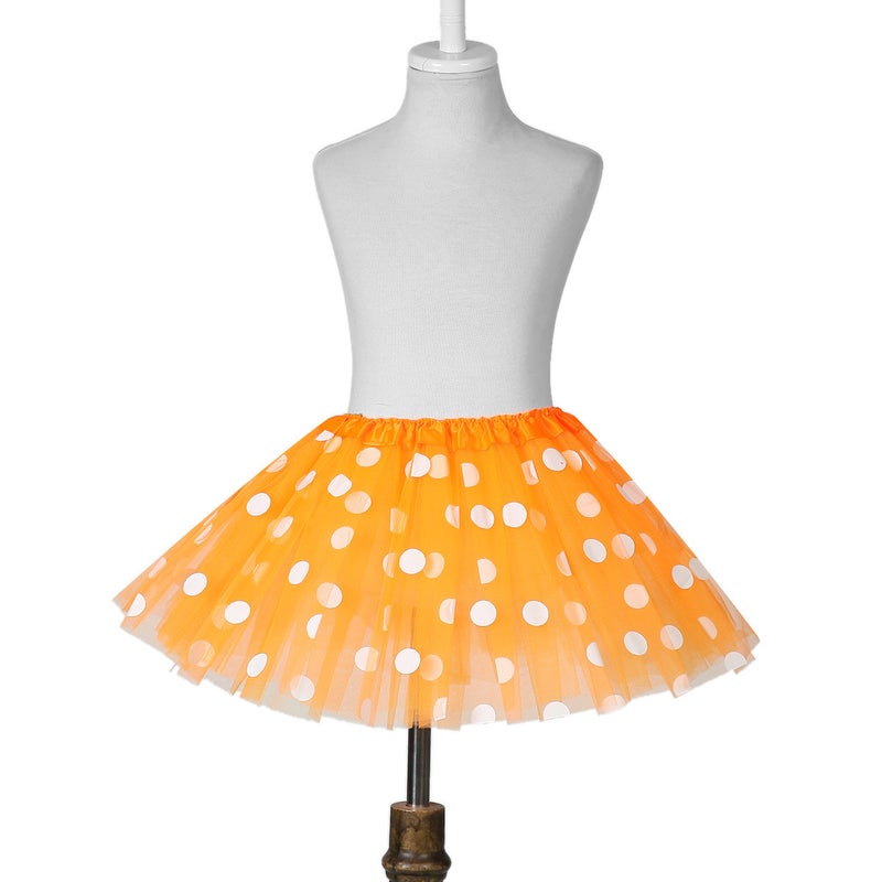 Kids Tutu Princess Tulle Skirt Three Layers Orange 