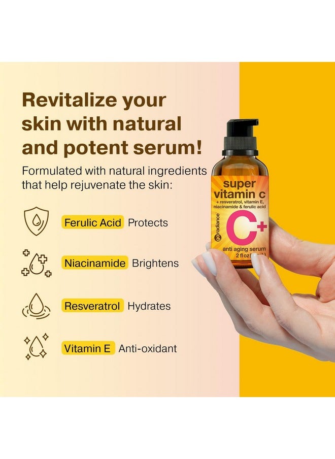 Go Radiance Double Size (2Oz) Super Vitamin C Serum For Face W/Niacinamide Serum 5% Vitamin C Face Serum W/Hyaluronic Acid & Resveratrol Antiaging Brightening Serums For Skin Care Facial Serum Vitamina C E  - Image 4