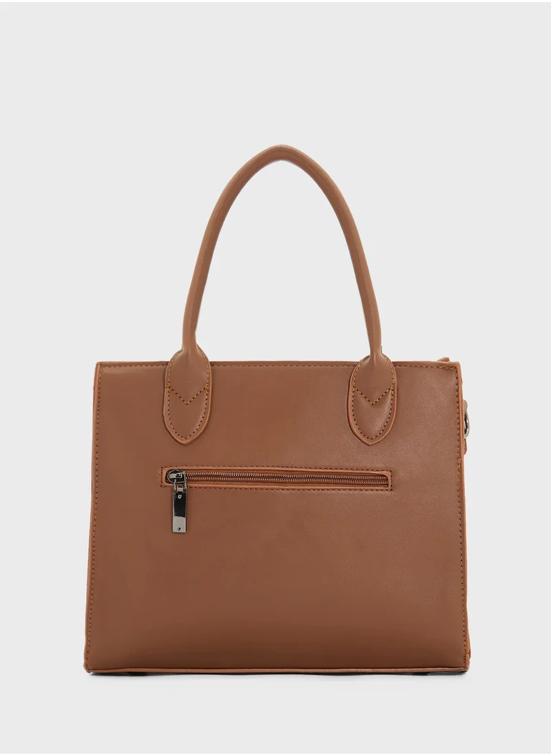 ELLA Womens Satchel With Fabric Contrast