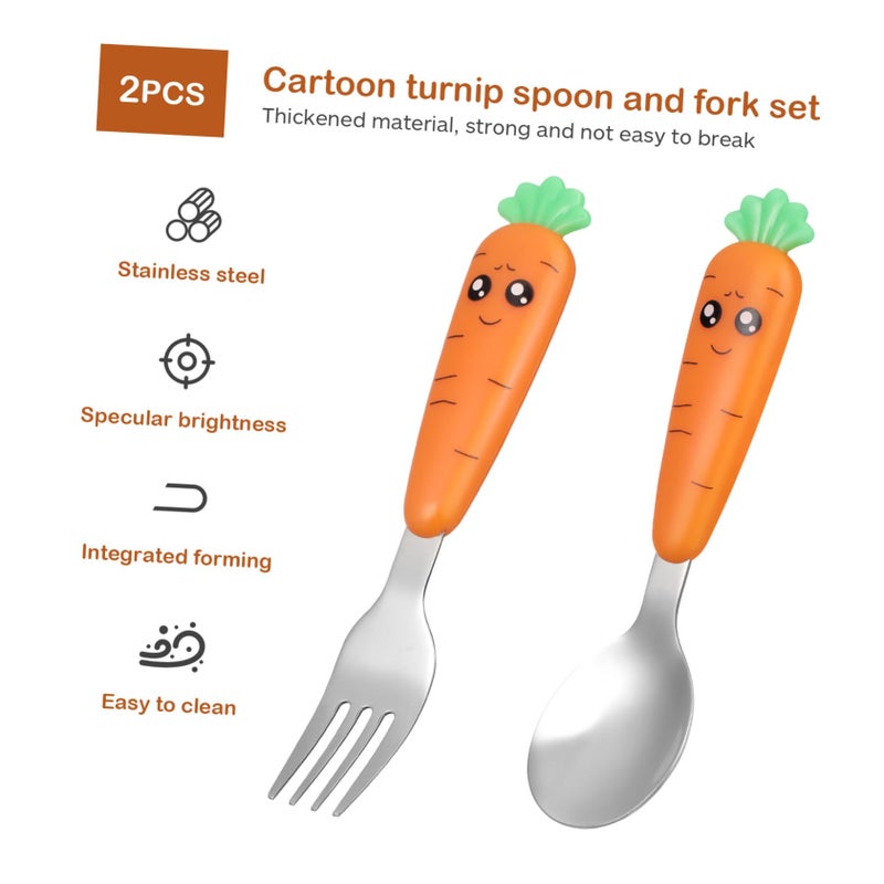 Ergonomic Handle Kids Spoon And Fork Set Stainless Steel Silverware - Image 4