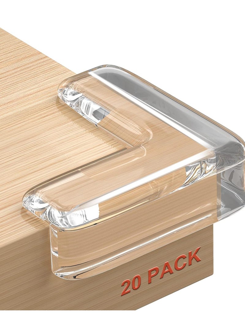 ABJ - Set of 20 Clear L-Shaped Baby Proofing Corner Guards - Furniture Safety Bumpers for Table Edges & Sharp Corners - Transparent Edge Protector Cushion for Child Safety and Home Furniture - Image 1