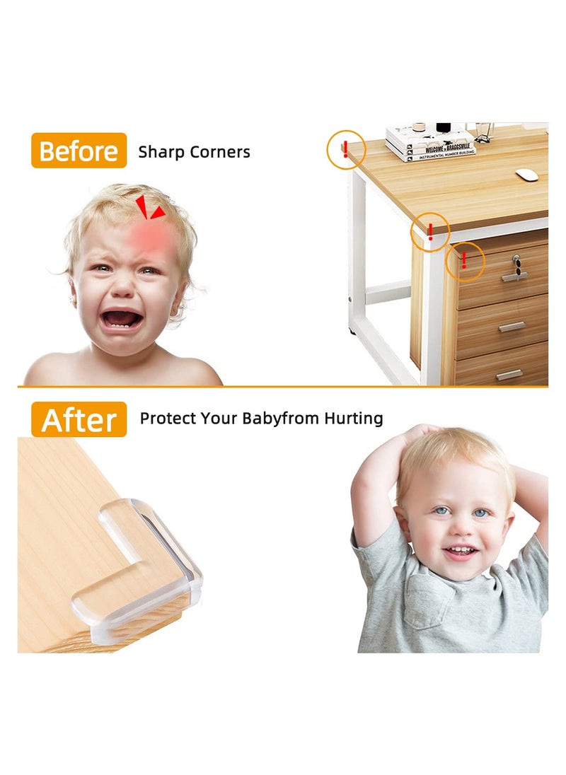 ABJ - Set of 20 Clear L-Shaped Baby Proofing Corner Guards - Furniture Safety Bumpers for Table Edges & Sharp Corners - Transparent Edge Protector Cushion for Child Safety and Home Furniture - Image 1