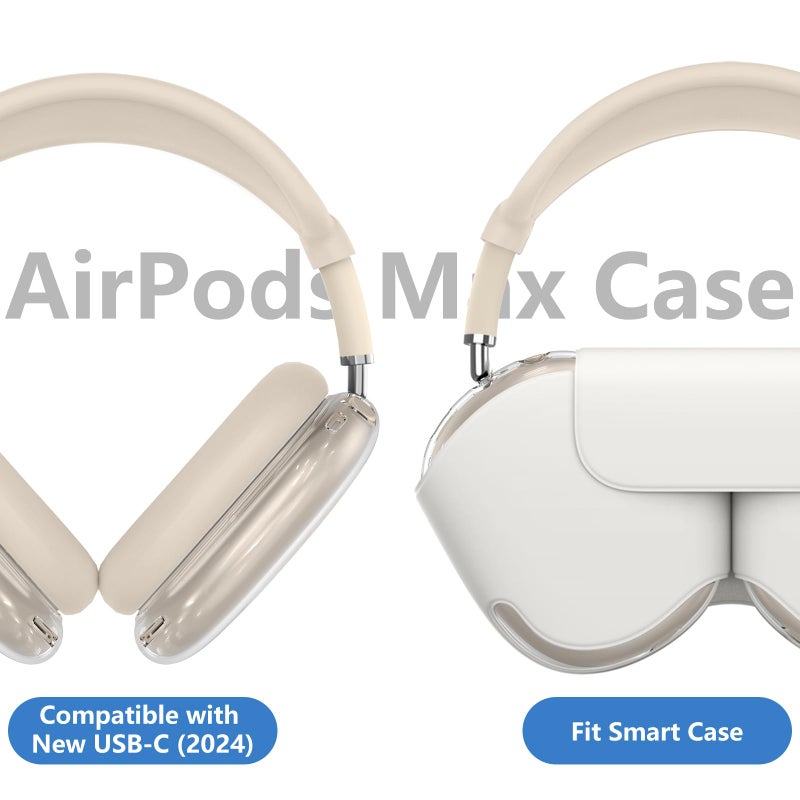 Polislime for AirPods Max Case Cover, Anti-Scratch Ear Pad Case Cover/Ear Cups Cover/Headband Cover for Apple AirPods Max Headphones (2024/2020), Clear TPU Transparent and Silicone Accessories, Stone [4 in 1] - Image 5
