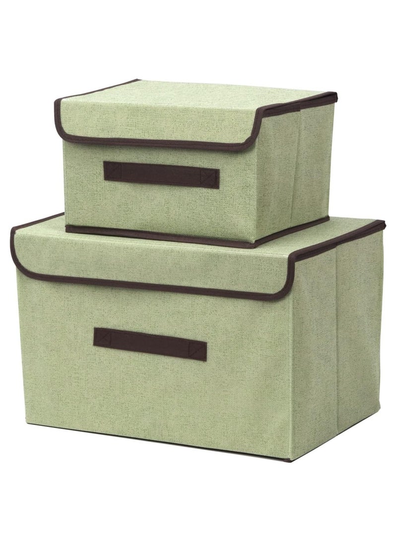 2-Piece Foldable Cloth Storage Box Green