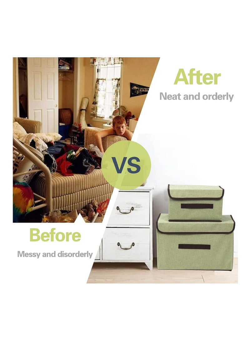 2-Piece Foldable Cloth Storage Box Green