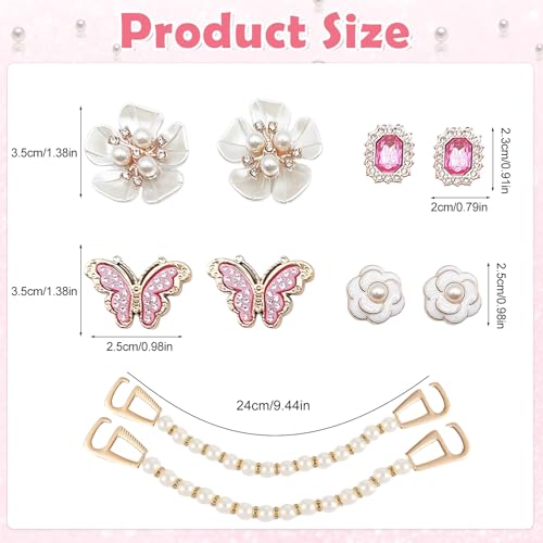 TecoKart® 10 PCS Cute Cro Charms for Girls – Flower Pearl & Diamond Shoe Charms, Bling Crystal Rhinestone Decoration for Clogs, Sandals, and Cro, Ideal for Party Favors & Birthday Gifts - Image 2