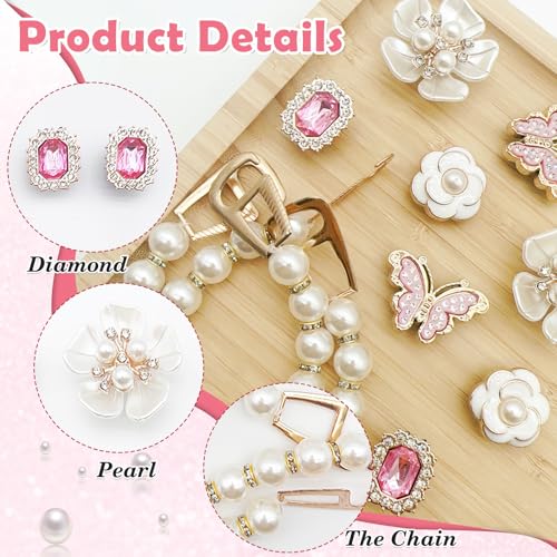 TecoKart® 10 PCS Cute Cro Charms for Girls – Flower Pearl & Diamond Shoe Charms, Bling Crystal Rhinestone Decoration for Clogs, Sandals, and Cro, Ideal for Party Favors & Birthday Gifts - Image 3