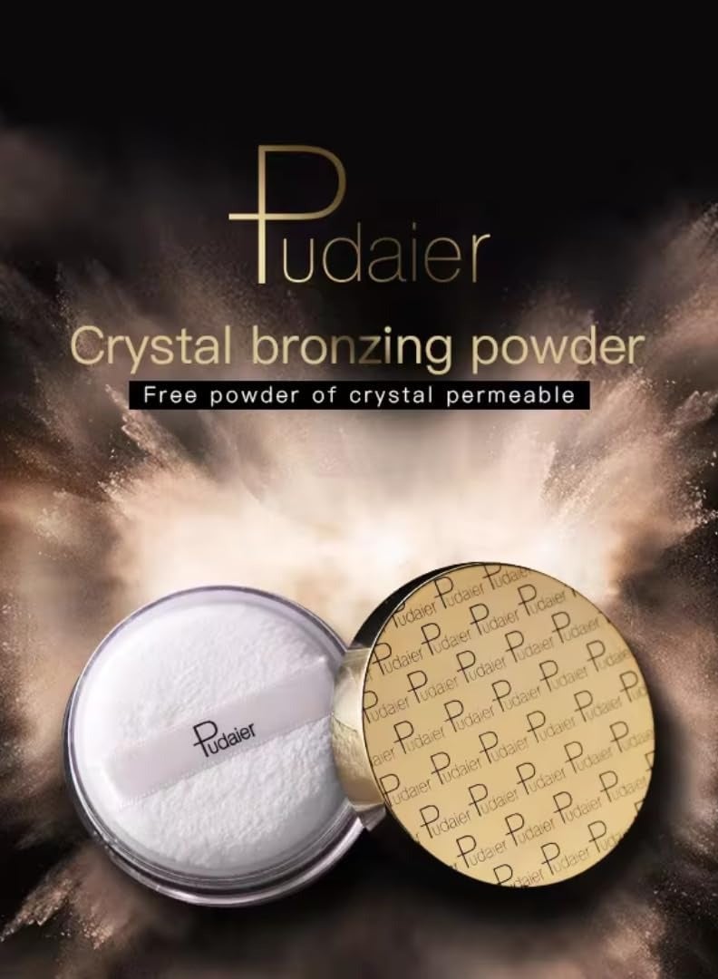 pudaier Loose Powder Matte Setting Smooth and Lightweight Face Powder for Highlighting Brightening and Setting Makeup with Face Puff Loose Finishing Powder Makeup Set face Powder Rocks 02 - Image 2