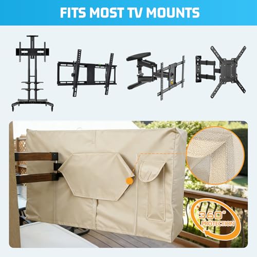 2win2buy Outdoor TV Cover 52 to 55 Inch Weatherproof, Waterproof Outside TVs Covers Heavy Duty 600D Oxford TV Covers Outdoor Screen Protectors Shield with Zippers for Flat Screen - Image 3