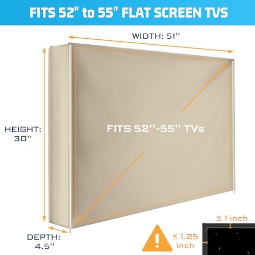 2win2buy Outdoor TV Cover 52 to 55 Inch Weatherproof, Waterproof Outside TVs Covers Heavy Duty 600D Oxford TV Covers Outdoor Screen Protectors Shield with Zippers for Flat Screen - Image 5
