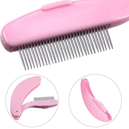 Inralimot Folding Eyelash Comb, Stainless Steel Metal Teeth Eyebrow Separator Comb Lash and Brow Makeup Applicator Brush Professional Tool for Define Lash - Image 3